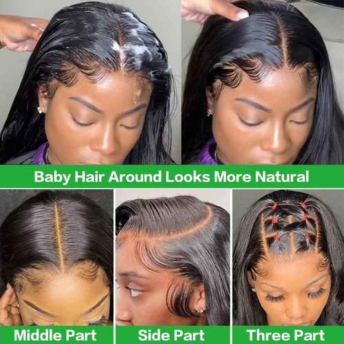 GABRIELLE 32 Inch 13x4 Lace Front Straight Wigs Human Hair HD Lace Frontal Wigs Human Hair 250% Density Pre Plucked with Baby Hair Lace Wigs for Women Glueless Wig Natural Color