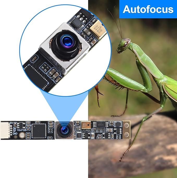 USB Camera 16MP Autofocus USB Webcam Module with Microphone 100 Degree No Distortion Lens 4K Industrial PC Lightburn Plug and Play for Windows Linux Laptop Jetson Nano OpenCV