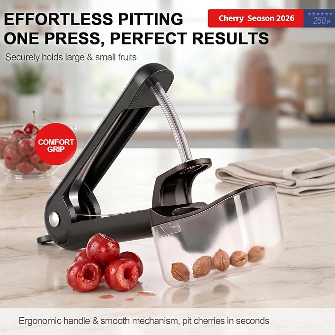 Cherry Pitter - Makmzoon Stainless Steel Cherries Pitter Tool | Hand-held Push Design, Save Time & Space for Making Cherry Jam with Lock Design Stainless Steel Rod