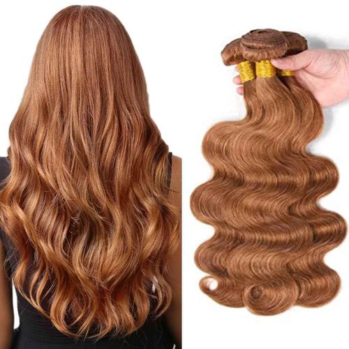 Giginger Brazilian Human Hair Bundles 22 24 26 Inch Color 30 Light Brown Body Wave Bundles Human Hair Unprocessed Virgin Quick Weave Hair for Black Women