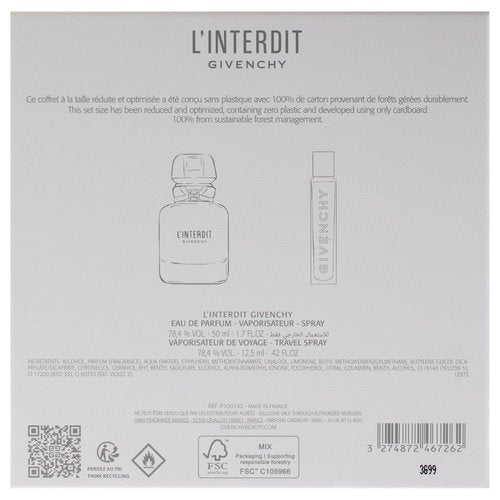 Givenchy LInterdit for Women - 2 Pc Gift Set 1.7oz EDP Spray, 0.42oz EDP Spray
