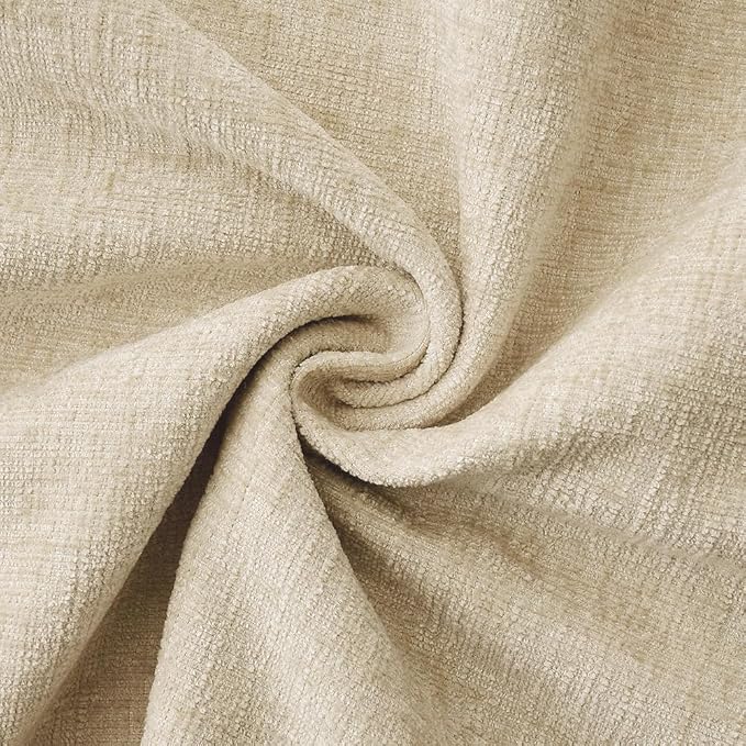 MIULEE Pack of 2 Euro Sham Pillow Covers 24x24 Inch Beige Farmhouse Decorative Throw Pillow Covers with Stitched Edge Soft Chenille Solid Dyed Pillow Covers for Bed Sofa Couch Living Room