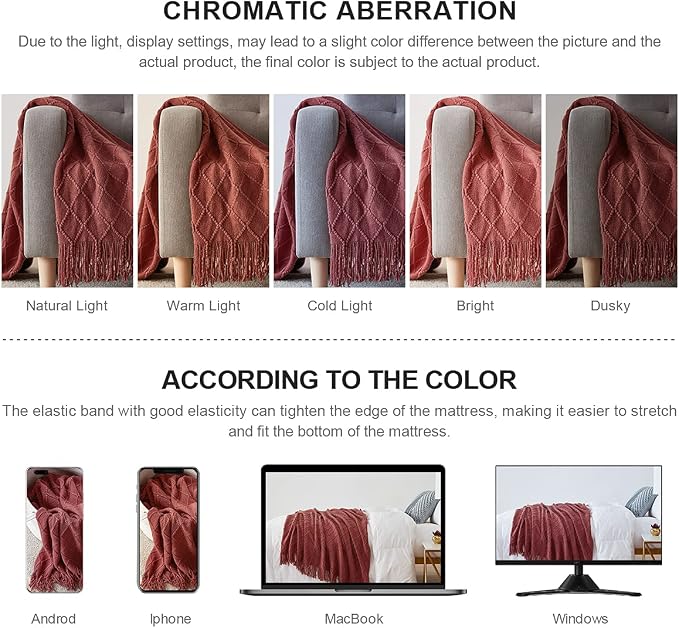 BOURINA Burgundy Throw Blanket 50x60 Inches Throw Textured Solid Soft Sofa Couch Decorative Knit Blanket