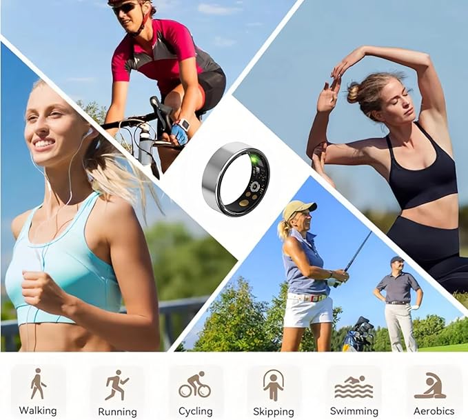Smart Health Ring, Fitness Tracker with Heart Rate, Blood Oxygen, Blood Pressure, Sleep & Step Monitoring, Waterproof, Compatible with iOS & Android, No Subscription Required (Silver, 11)