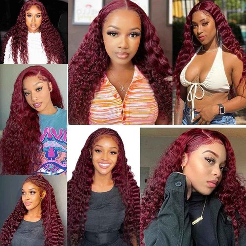 Condescension Human Hair Bundles Burgundy 99J Deep Wave Human Hair Bundles 24 26 28 inch Unprocessed Brazilian Virgin Quick Weave Hair for Black Women