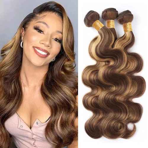 Fabimiya Water Wave P4/27 Human Hair Bundles 22 24 26 Inch Unprocessed Brazilian Virgin Hair Bundles P4/27 Human Hair Quick 11A Weave Hair Extension