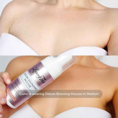 Loving Tan Deluxe Bronzing Mousse, Medium (2 Pack) + Deluxe Applicator Mitt - Streak Free, Natural looking, Professional Strength Sunless Tanner - Cruelty Free, Naturally Derived DHA - 4 FL Oz