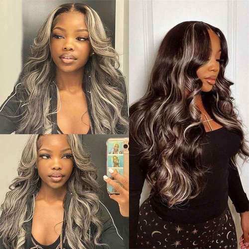 Condescension P4/Grey Human Hair Bundles 24 26 28 inch Body Wave Wave Human Hair Bundles Highlight Chocolate Grey Unprocessed Soft Sewn In Hair with Double Weft for Black Women
