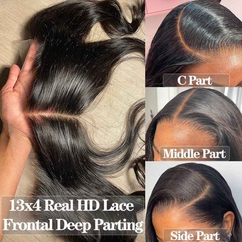 Body Wave 0.095mm Real HD 13x4 Lace Frontal Brazilian Human Hair Real Invisible HD Lace Human Hair Ear to Ear Full Density Lace Frontal Closure Tiny Knots (16inches)