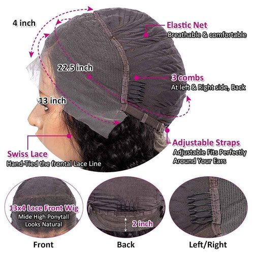 Chocolate Brown Deep Wave Lace Front Wigs Human Hair 13x4 HD Transparent Lace Frontal Wigs Human Hair Pre Plucked with Baby Hair Brazilian Virgin Wet and Wavy Wigs for Women 180% Density (24 Inch)