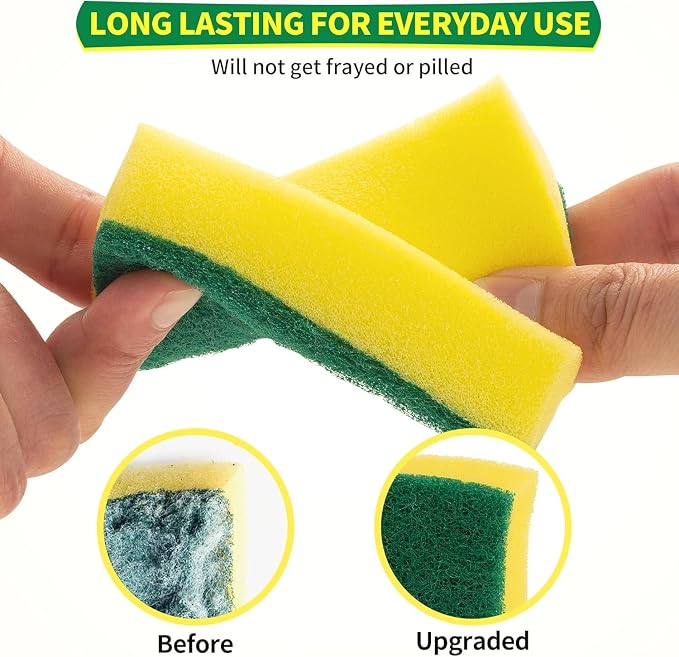 Sponges Kitchen, Heavy Duty Dish Sponge 60 Pack, Scrub Cleaning Sponge for Dishes, Non-Coated Cookware, Sink & Countertops, Multipurpose Cleaning Supplies for Home, Kitchen & Bathroom