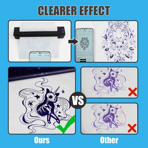 Autdor Tattoo Stencil Printer Wireless Tattoo Printer Machine Thermal Printers Compatible with Phone Pad and PC Tattoos Transfer Machine Bluetooth and USB Connectivity for Tattooing Supplies