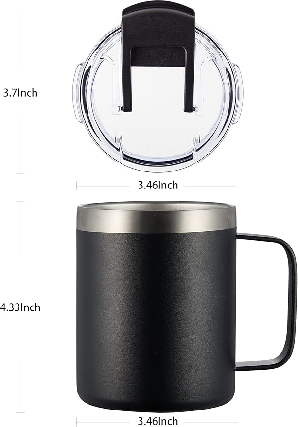 12 oz Insulated Coffee Mug Cup with Handle, Stainless Steel Travel Coffee Mug with Flip Lid, Double Wall Vacuum Coffee Tumbler, Meadow