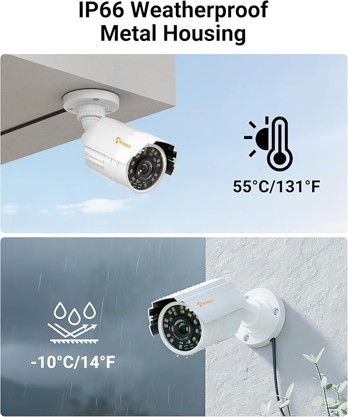 Anlapus 4 Pack 1080P HD Security Cameras, IP66 Weatherproof, 80ft Night Vision, 2MP Indoor Outdoor Home CCTV Bullet Camera for 1080P/5MP/4K Analog Surveillance DVR System