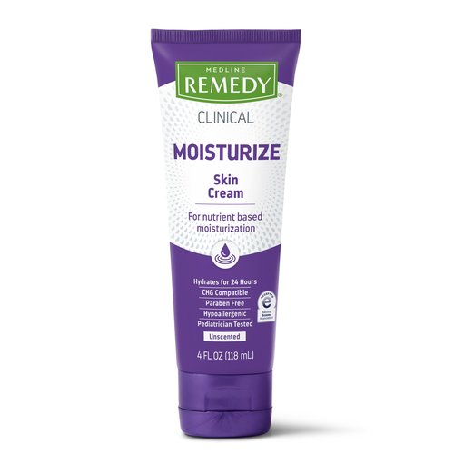 Medline Remedy Clinical Skin Cream Moisturizer, Unscented (4 fl oz), 12 Count Nourishing for Dry Skin, Paraben and Sulfate-Free Moisturizing Cream for Face and Body, Lotion for Sensitive Skin