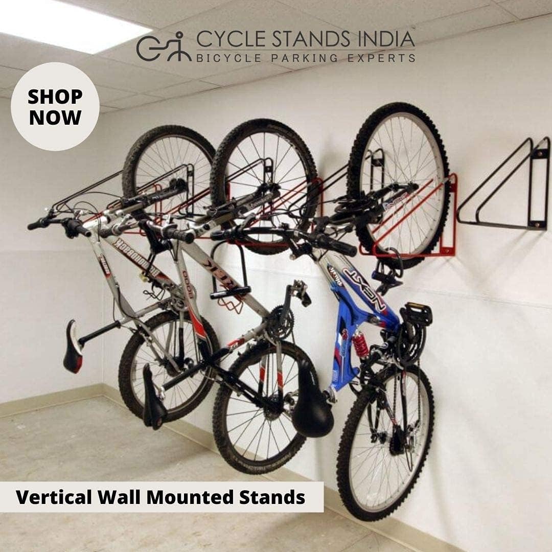 Bike Wall Mount Vertical Hanger for Home Space Saving Bike Rack Storage Mount for Garage or Home, Bicycle Holder for Mountain Bikes Road Bikes Holds up to 77lbs, Red,Pack of 1
