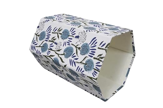 Generic 3.3 Gallon Cotton Hand Block Printed Paper Waste Basket |Small Decorative Trash Can for Housewarming Gifts in Living Room, Bedroom, Bathroom | Eco-Friendly, Plastic-Free (1, MULTI COLOR)