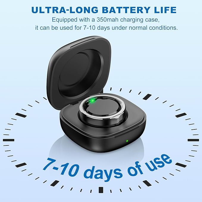 Smart Ring for Women Men, Titanium Fitness Ring with Heart Rate, Stress & Sleep Monitoring,Step & Calorie Counter, 5ATM Waterproof for iPhone and Android,No Subscription Fee (Black, 7)