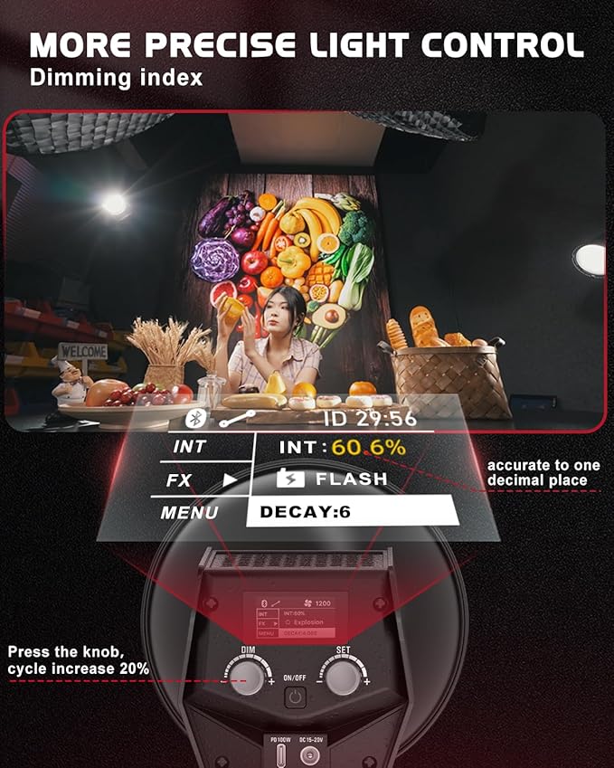 IFOOTAGE LED Video Light SL1 60DN,5600K Daylight Photography Lighting,70W Continuous Output Lighting,Lightweight Video Lighting for Video Recording,Studio,App Control