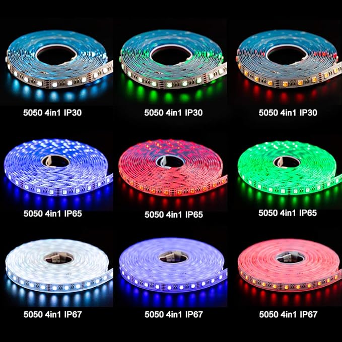 BTF-LIGHTING RGBW LED Strip Lights,UL Listed,5050 4 Colors in 1 RGB + 2700K-3000K Warm White,24V DC,16.4ft/5m 60LEDs/m 12mm White PCB, IP67 Waterproof for Home Decoration(No Adapter or Controller)