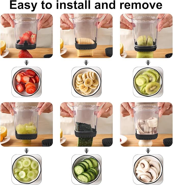 Strawberry Slicer：Fruit Slicer Cup Veggie Salad Speed Cutter for Strawberries Egg Banana Mushroom Cucumber Kiwi the Kitchen Portable Slicing Tool (Black)