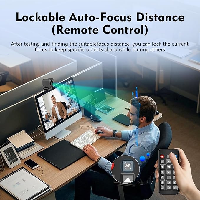 TOALLIN 4K Webcam for Streaming, Remote Control, 1/2.5" Sensor & 12MP, PDAF Auto-Focus, 5X Digital Zoom and Image Mirroring, Dual Noise-Reduction Mics, USB Web Camera for Conferencing, Video Calls