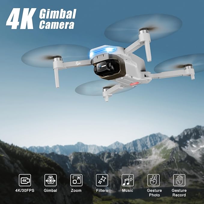 Oddire Drones with Camera for Adults 4K, GPS Auto Return, Waypoint Flight, Orbit Fly, GPS Follow, Gesture Control, Foldable Drone with Brushless Motor, 249g Light, 48 Mins Flight Time with 2 Batteries