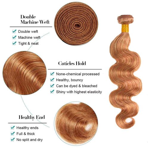 34 34 34 Inch P27/30 Body Wave Bundles 2 Tone Honey Blonde Mixed With Light Brown Bundles 8A Brazilian Virgin Remy Double Weft Color 30 Hair Extensions