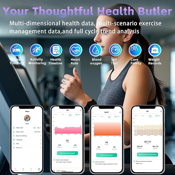 Smart Health Ring for Women Men, Fitness Tracker Ring with Heart Rate, Blood Pressure, SpO2, Sleep Monitoring, Step Counting, 5ATM Waterproof for iOS & Android, No Subscription Fee (Silver 9)