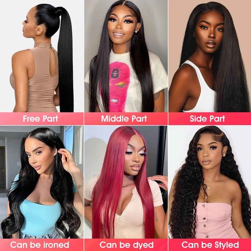 Human Hair Bundles,Straight 4 Bundles 16 18 20 22 Inch,16A Bundles Human Hair,100% Unprocessed Virgin Brazilian Hair Extensions Double Weft, Quick Weave Sew In Hair Bundle