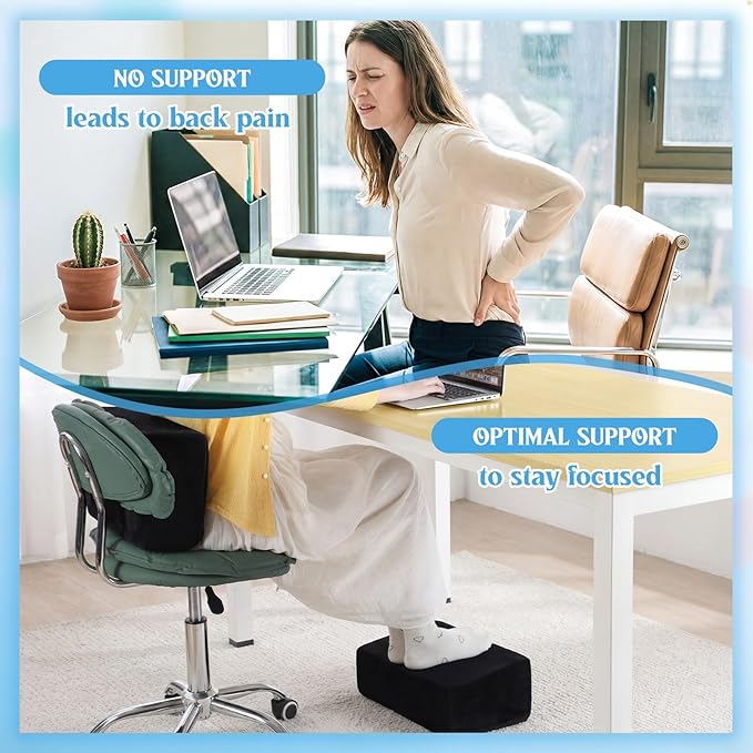 Novabright Foot Rest Under Desk, 3 Height Adjustable Ergonomic Foot Stool with Gel Textured Top and Cozy Pocket, Non-Slip Foam Footrest for Office Home Car(15" X 9" X 17.7",Parallel,Black)