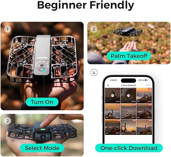 HOVERAir X1 Drone with Camera, Follow-me Drone with Self-Flying Mode, Foldable Mini Drone with HDR Video Capture, Palm Takeoff, Intelligent Flight Paths, Hands-Free Control Black (Combo)