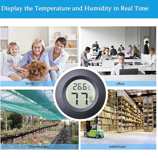 2pcs Mini Hygrometer Thermometer Indoor Outdoor Round Humidity Meter Temperature Gauge Humidity Sensor Fahrenheit Switchable Celsius Monitor for Reptile Jars 3D Printer