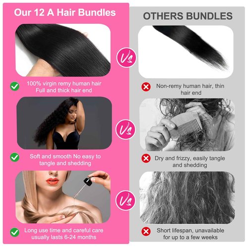 Dilekay 12A Human Hair Bundles 32 Inch Deep Wave Bundles Human Hair 100% Unprocessed Brazilian Virgin Curly Wavy Bundle Human Hair Extensions for Women Natural Black