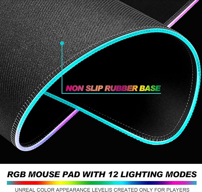 RGB Octopus Monster Gaming Desk Mat, Computer Keyboard Large Extended Cool Neon Animal LED Mouse Pad for Office and Home, 31.5×11.8 Inches, XL