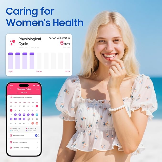 Smart Health Ring, Featuring Stress and Sleep Monitoring Functions, Compatible with iOS and Android,Waterproof Fitness Tracker for Women & Men, No Subscription Fee. (Silver, 7)