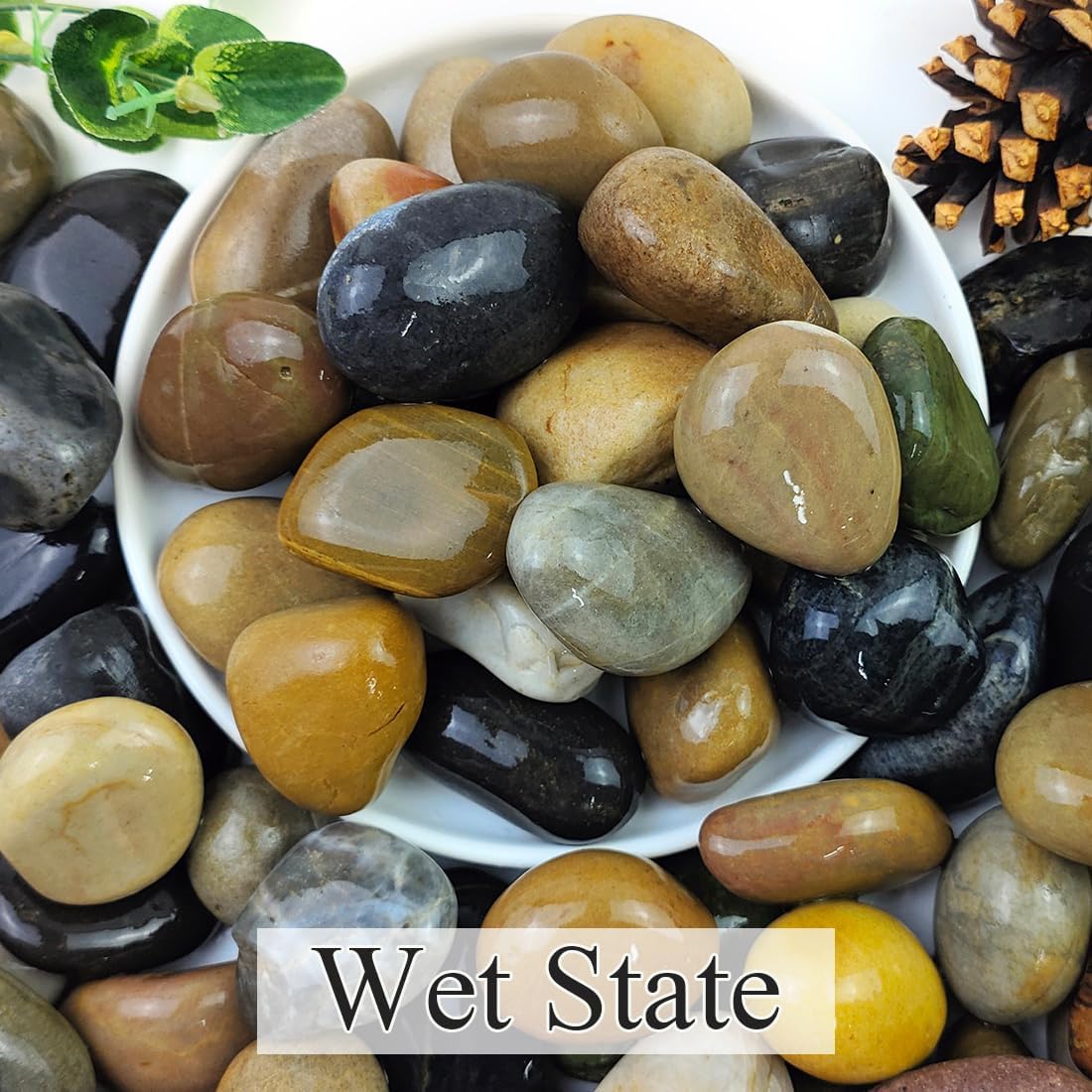 20lbs Natural River Rocks, 1"-2" Premium Pebbles for Garden and Landscape Design, Hand-Picked Smooth Stones for Fish Tank, Flower Pots, Indoor Water Fountains, Pathways, Backyard