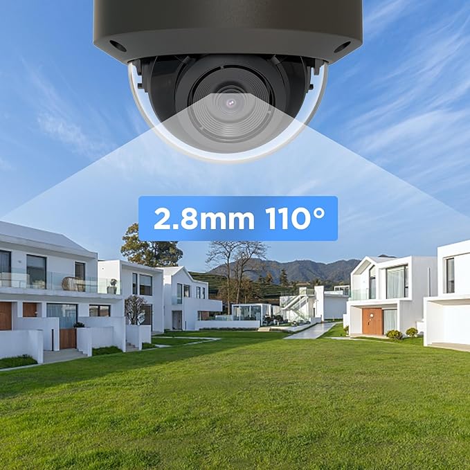5MP PoE IP Outdoor/Indoor Vandal Proof Dome Camera, 2.8mm 110°Wide Angle, H.265 Security IP PoE Camera, 100ft IR Night Vision, IP66 IK10 Resistance, AI Human Detection, PD54BA3-5M (Not PTZ)