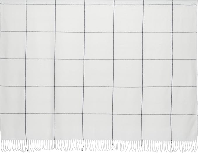 Arus Acrylic Highlands Collection Queen Size Tartan Plaid Design Throw Blanket Off-White, 60x80 inches