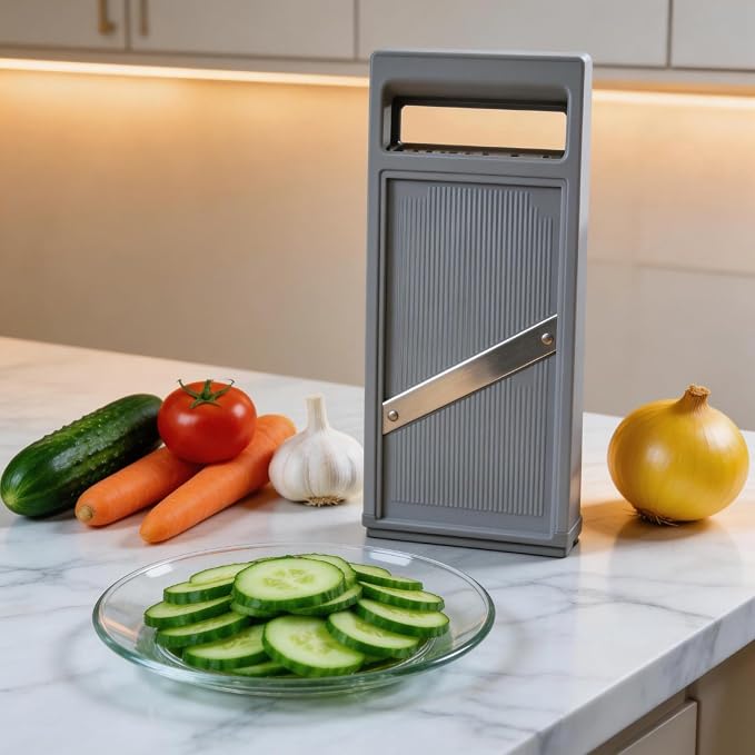 Handheld vegetable Slicer Potato Slicer: Suitable for Potatoes, Carrots, Zucchini, Cucumbers, Onions, Eggplants, Suitable for Making Potato Chips and Using Vegetable French (Grey)