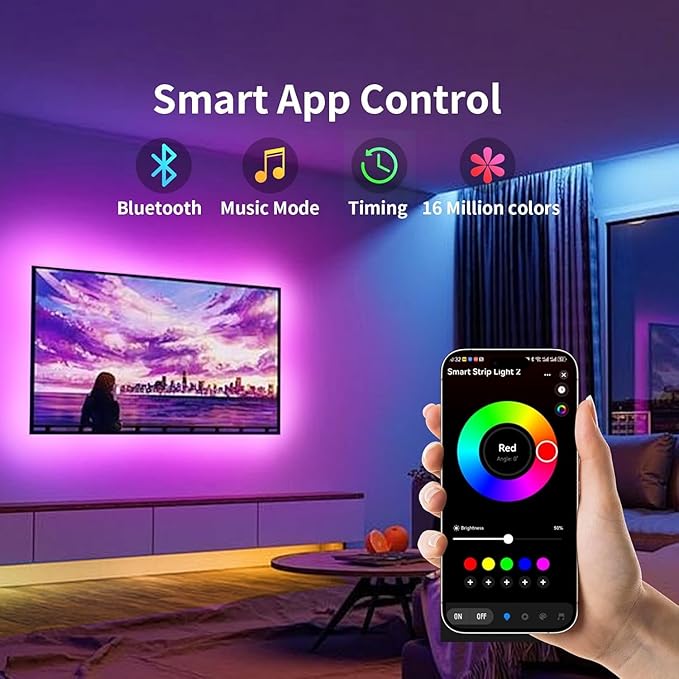 KSIPZE LED Lights for TV, 16.5ft TV led Backlight for 45-75 Inch TVs RGB TV Backlight Behind Music Sync Smart APP & Button Control TV LED Strip Lights USB Powered for Bedroom/Gaming