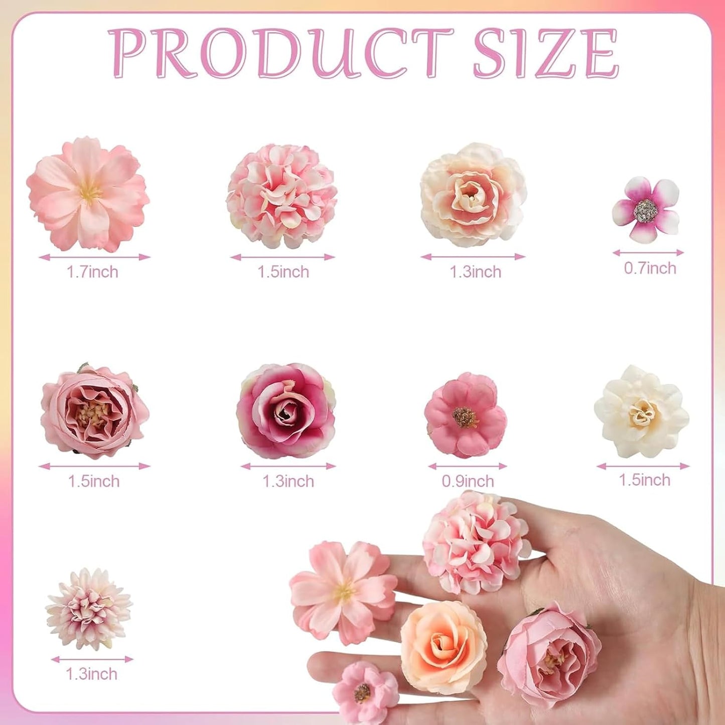 Faux Flower Heads Small Silk Artificial Flower DIY Fake Mini Flowers Rose Daisy Multicolor Flowers Craft Supplies for Wedding Party Wreath Graduation Season Party Home Decor