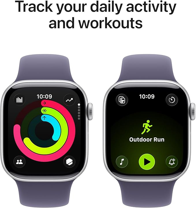 Apple Watch Series 11 [GPS + Cellular 42mm] Smartwatch with Silver Aluminium Case with Purple Fog Sport Band - S/M. Sleep Score, Fitness Tracker, Health Monitoring with AppleCare+ (2 Years)