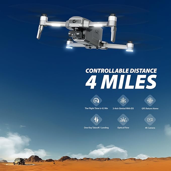 Contixo F33 Professional Drone - 4K/30FPS Camera, GPS & Optical Flow, 2-Axis Gimbal + EIS, 5.5" Touchscreen Remote, Obstacle Avoidance, 4-Mile FPV, 42-Min Flight, Hunting & Outdoor Tracking