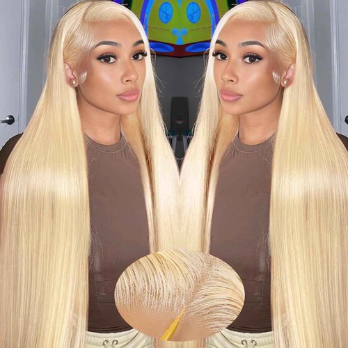 SWOTHEW 613 13x6 HD Lace Front Wig Human Hair 28 Inch 200 Density 613 Lace Front Wigs Blonde Wig Human Hair Straight Lace Frontal Wig Pre Plucked With Baby Hair