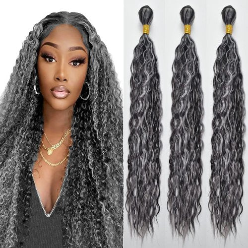 Giginger P1B/GREY Bundles Human Hair 16 18 20 inch Deep Wave Human Hair Bundles Highlight Grey Virgin Quick Weave Hair for Black Women