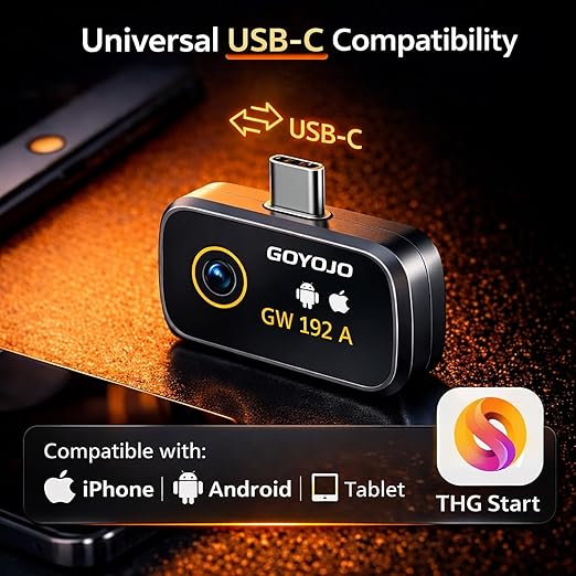 Thermal Imaging Camera for USB-C iPhone/Android/Tablet/pad, Thermal Camera 192x192 Super X³IR Resolution for Waterleak HVAC Electrical Automotive Home Insulation Inspections -4°F~752°F