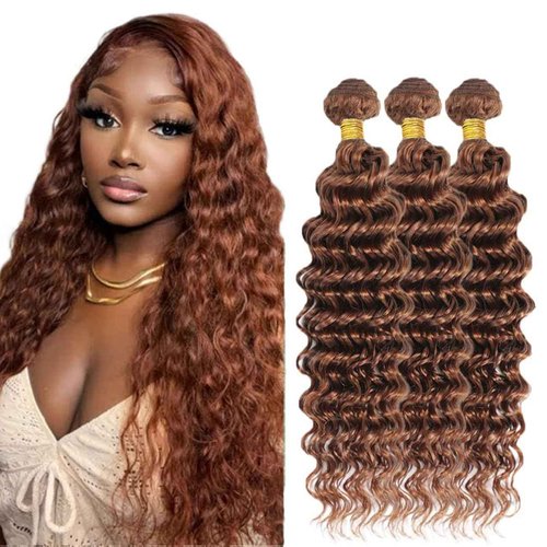 Habiliana Bundles Human Hair 24 26 28 Inch Deep Wave Dark Brown 4 Human Hair Bundles 11A Unprocessed Brazilian Virgin Quick Weave Hair Extensions for Black Women