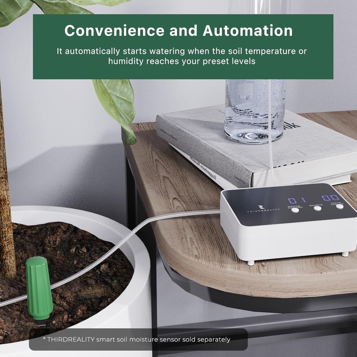 THIRDREALITY Zigbee Smart Watering Kit for Potted Plants, Indoor Plant Watering System, Hub Required, Compatible with Echo Devices with Zigbee Hub Built-in, Home Assistant, SmartThings, Hubitat, Homey