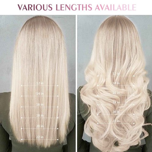 Fimislosion Real Hair Extensions Clip in Human Hair, Seamless Clip in Hair Extensions Real Human Hair, 20 Inch Clip ins extensions for women, Ash Platinum Blonde 120G 7Pcs